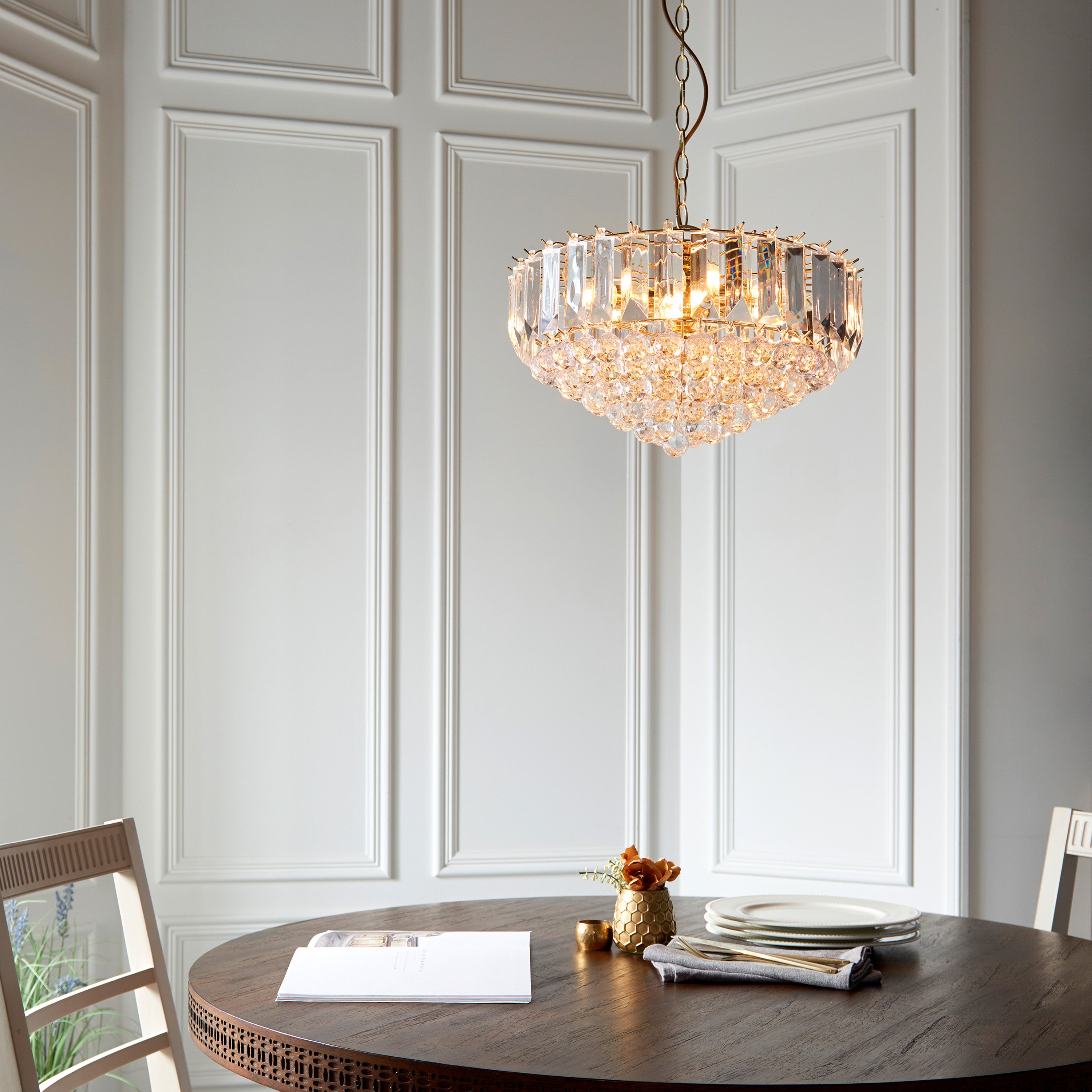 Maybel Chrome & Crystal Pendant Light Medium